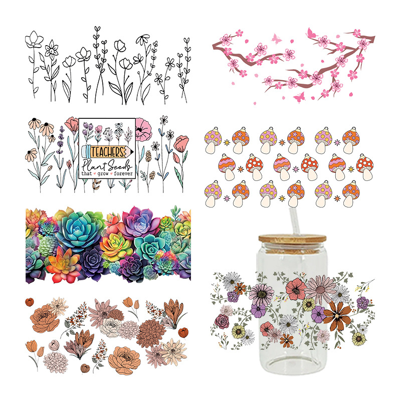 UV转印贴玻璃杯水晶标水晶贴跨境专供16oz琉璃杯专用贴23cmX11cm