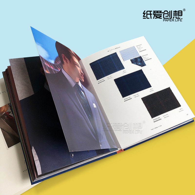 厂家制作西服衬衫面料色卡样本高定多色布料精装书样册展示
