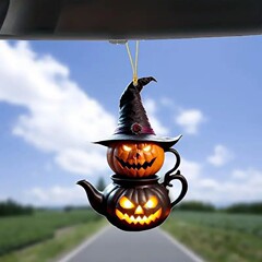 新しいアクリル 2D カボチャヘッドハロウィン装飾車のバックミラーペンダントホームペンダント