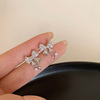 Zirconium with bow, small design fashionable earrings, silver 925 sample, light luxury style, wholesale