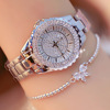 Women's watch, universal diamond quartz set, beaded bracelet with bow