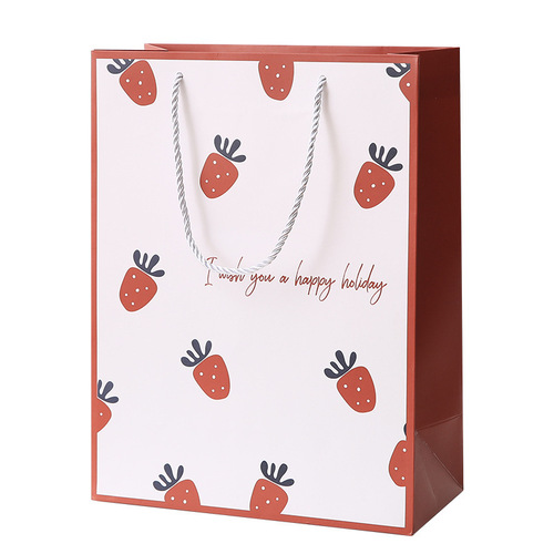Strawberry gift bag Korean style small fresh and cute hand paper bag personalized simple gift bag water cup bag