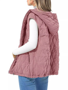 Europe and the United States cross-border Amazon 2024 autumn and winter new ladies hooded cotton-padded vest light vest warm cotton-padded jacket outside