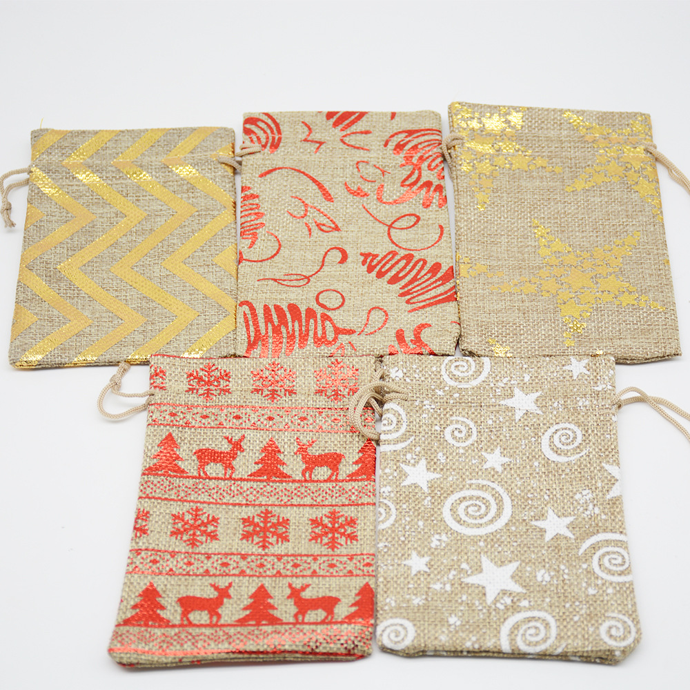 Jewelry Packaging Bags Classification Daily Occasion Christmas Fashion Star Snowflake Linen Daily Gift Bags