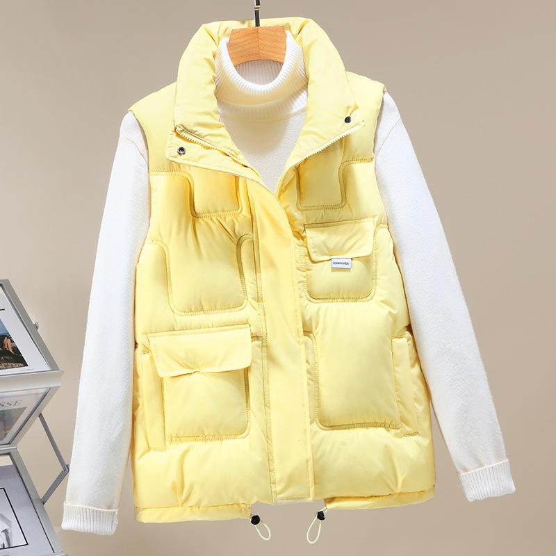 Chaleco de algodón de pluma para mujeres 2023 invierno nuevo chaleco de moda coreano chaleco con capuchón para usar fuera de la chaqueta de abrazadera de hombro caliente image 3