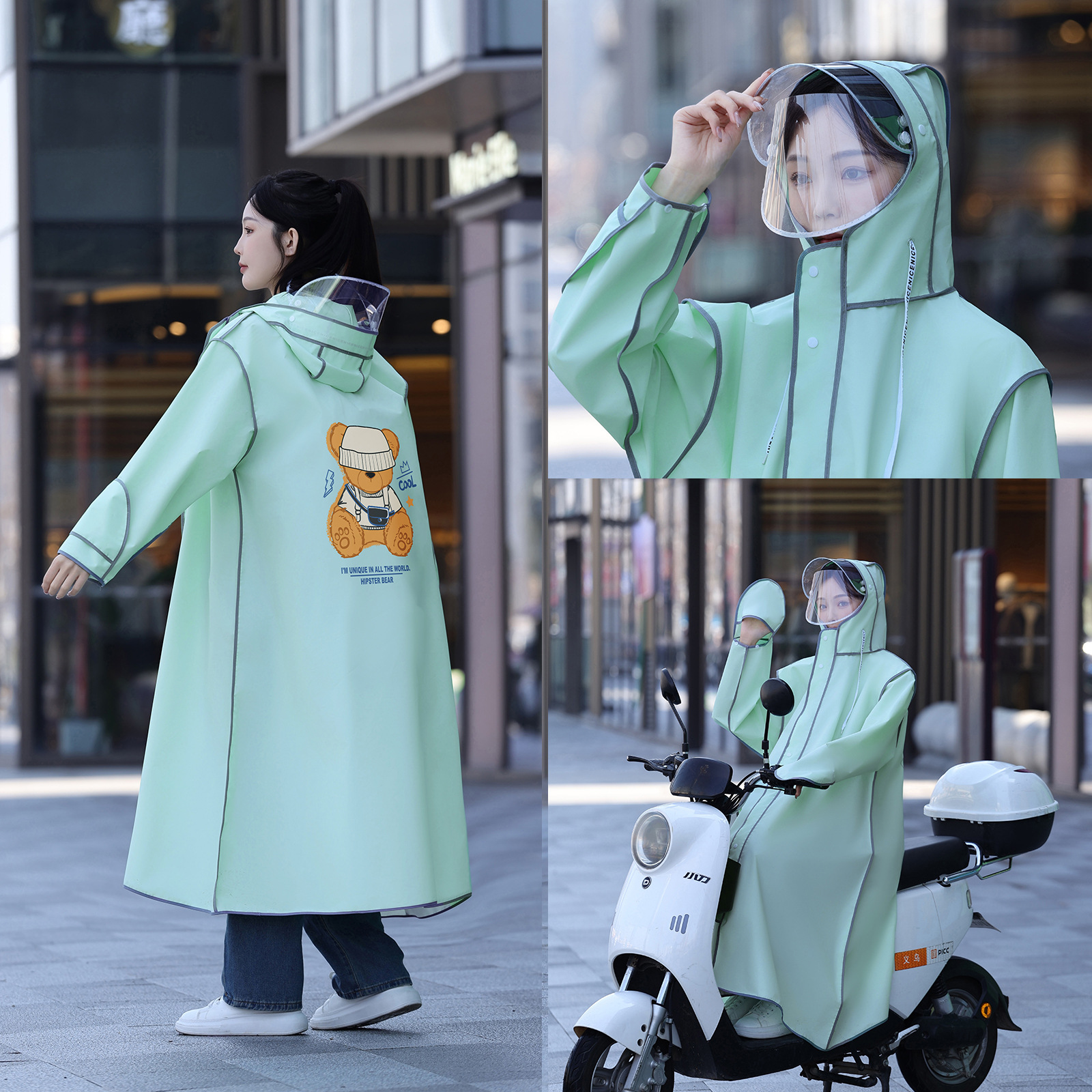 Impermeable adulto hombres y mujeres guantes de moda a prueba de lluvia montando bicicleta de coche eléctrico Cuatro en Uno impermeable de senderismo