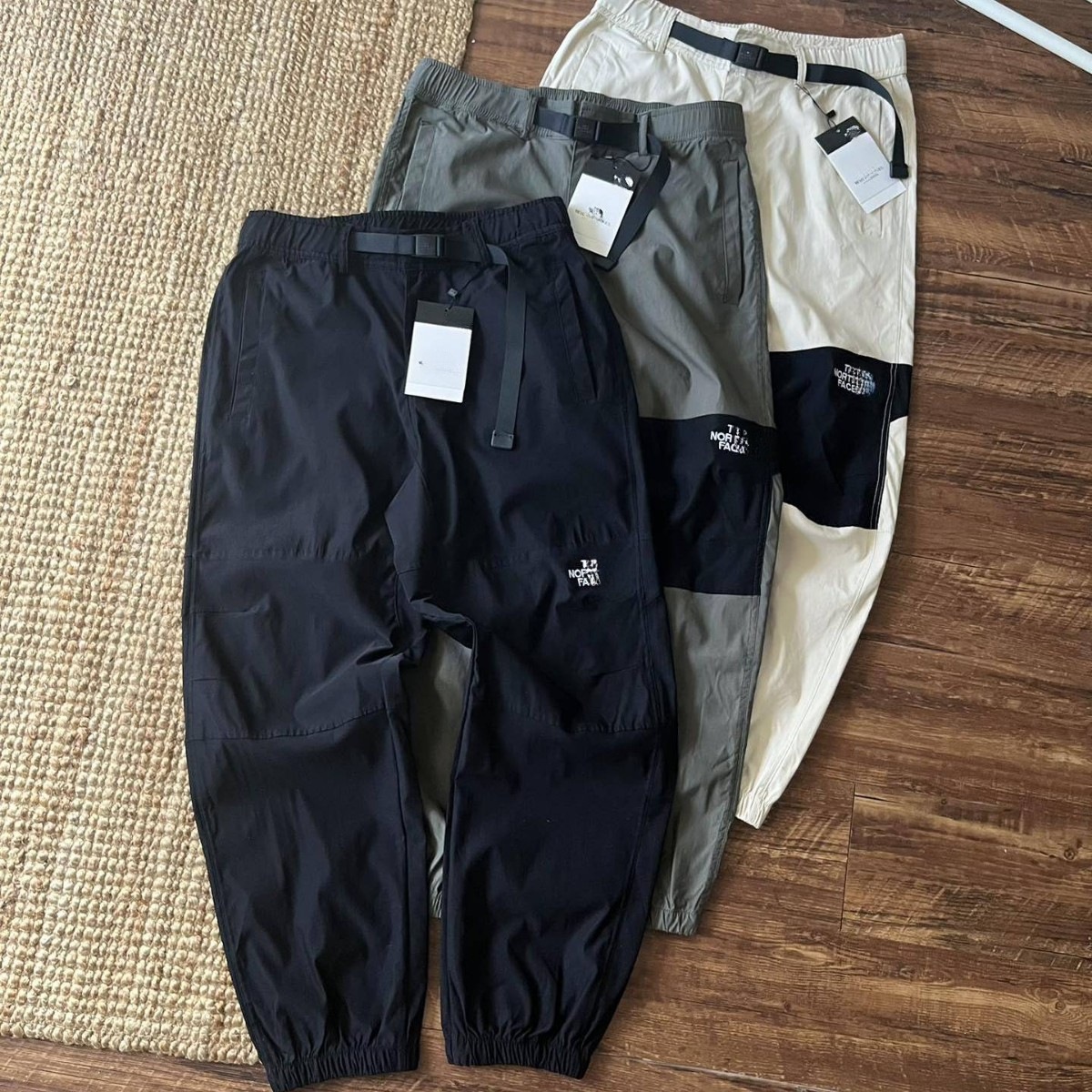 Cross-Border Wholesale Spring and Autumn Long Pants Tnf Work Pants with Belt and Drawstring, North Face Outdoor Casual Pants, Summer Embroidery