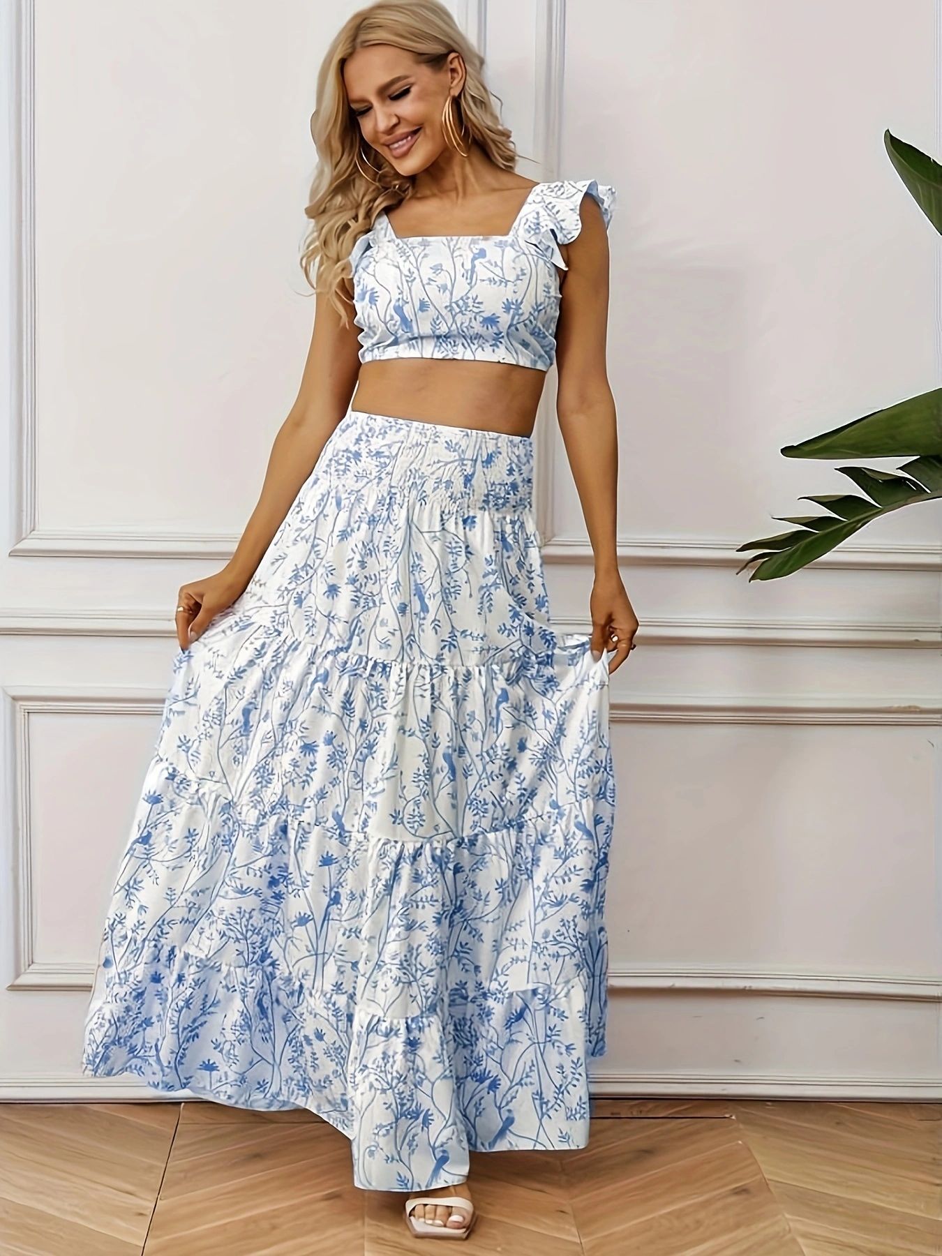 Daily Street Women's Elegant Flower Spandex Polyester Skirt Sets Skirt Sets display picture 2