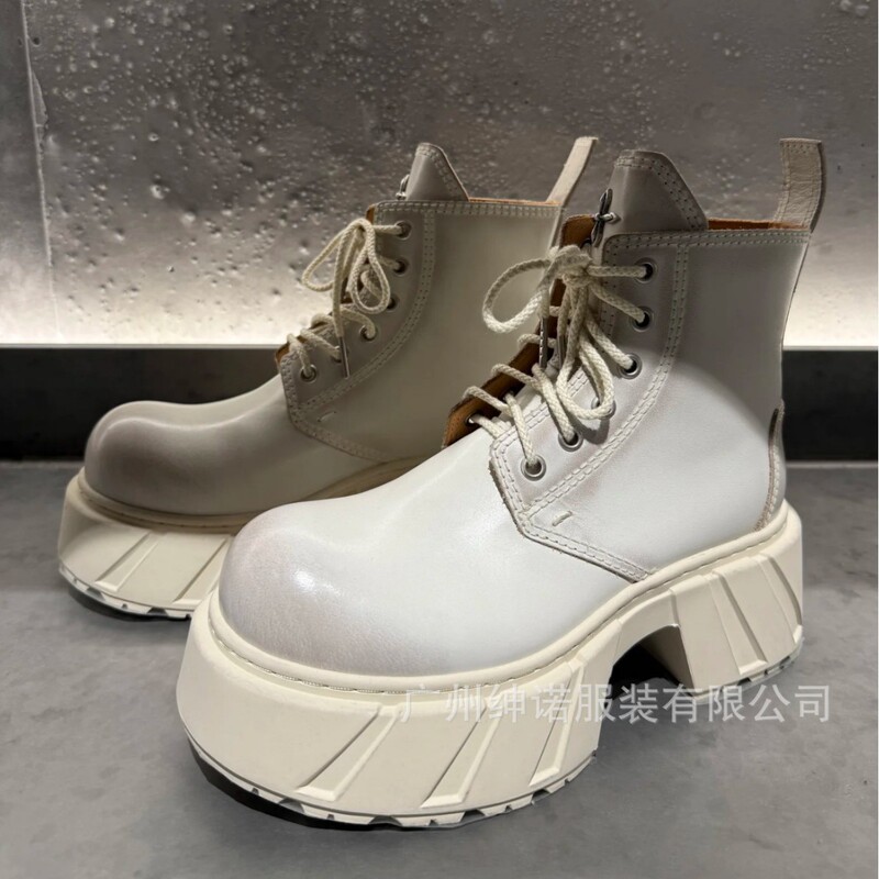 SK幻影皮质机车靴 女鞋S0010DK/W1/YG1擦色复古系带厚底马丁靴|undefined