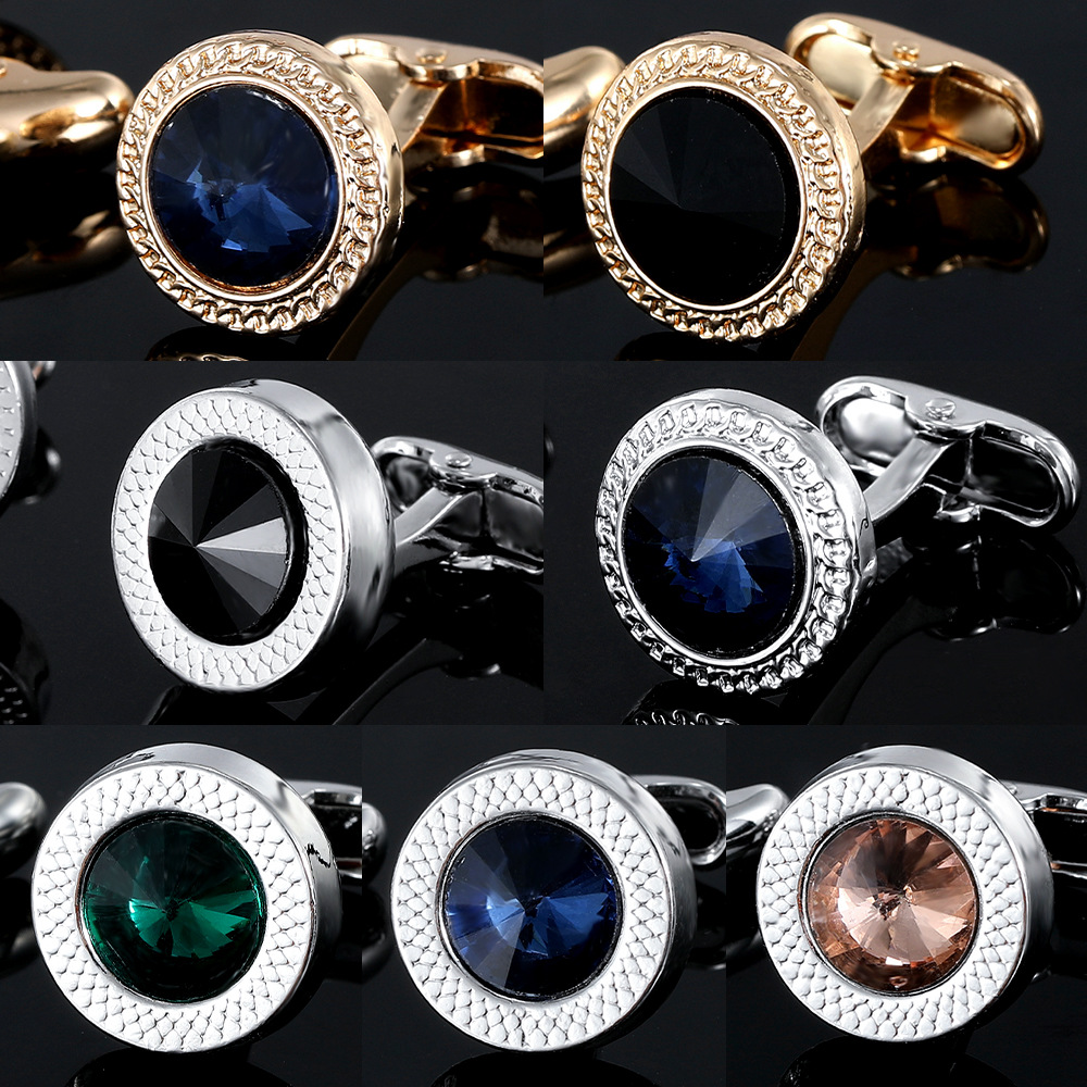 new cufflinks fashion French diamond men's cufflinks hot sale source laser engraving accessories_voghion.com
