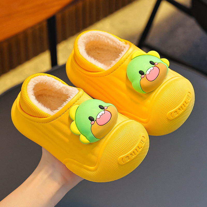 Otoño y invierno bolsas de tacones de algodón para niños, zapatillas de algodón para niños y niñas, zapatillas de algodón para niños pequeños y medianos