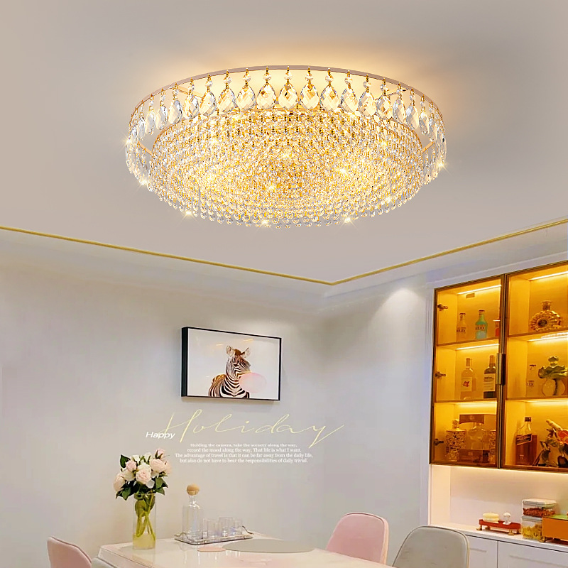 Cross mirror new LED light elegant luxury dining room lamp living room study lamp light luxury master bedroom crystal ceiling lamp