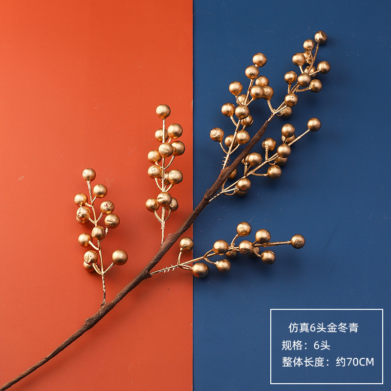 Flores de Año Nuevo de siete colores cordier oro hojas accesorios de simulación de barril de bendición yugaly Ginkgo Año Nuevo sala de estar materiales de arreglos florales