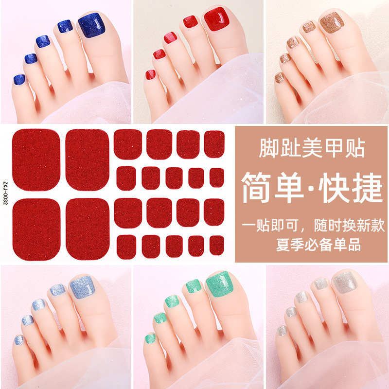Zhengxiang New Summer Foot Stickers Nail Art Stickers Waterproof Pure Color Onion Powder Internet Celebrant Nail Stickers Toe Nail Art Stickers Cross Border