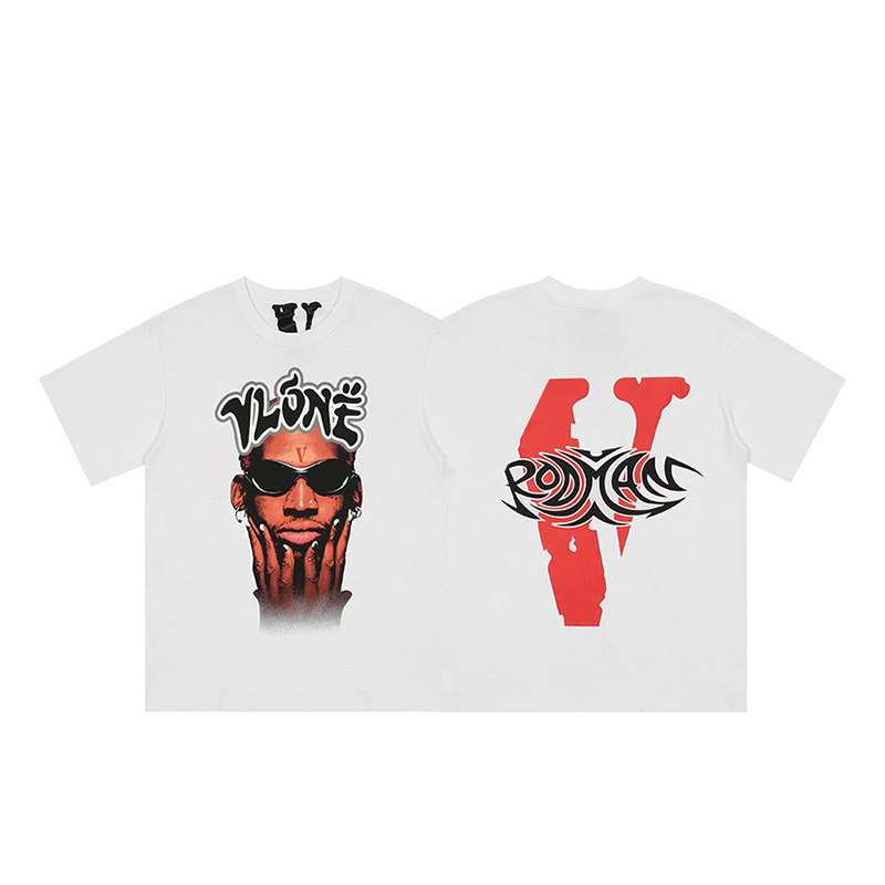 外単VLONE FOG潮牌大v字母Logo桜半袖スケッチ刺繍唇印落書きプリントtシャツ|undefined