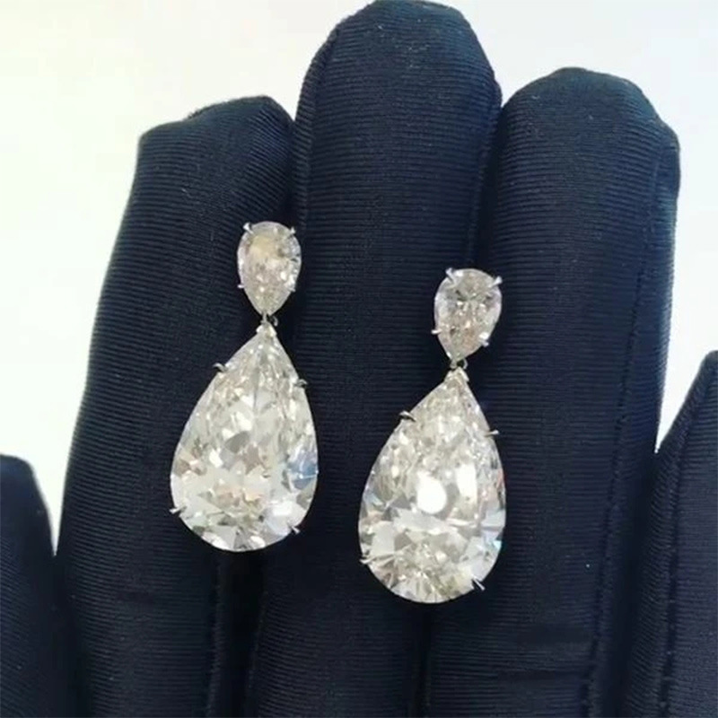 Fashion Shining Micro-set Zircon Water Drop Shaped Copper Earrings Wholesale display picture 3