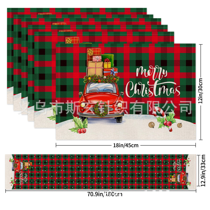 クリスマスプレースマットテーブルフラッグコンビネーションシリーズリネンプリントクリスマスパーティーレストラン装飾テーブルクロス食器断熱マット|undefined
