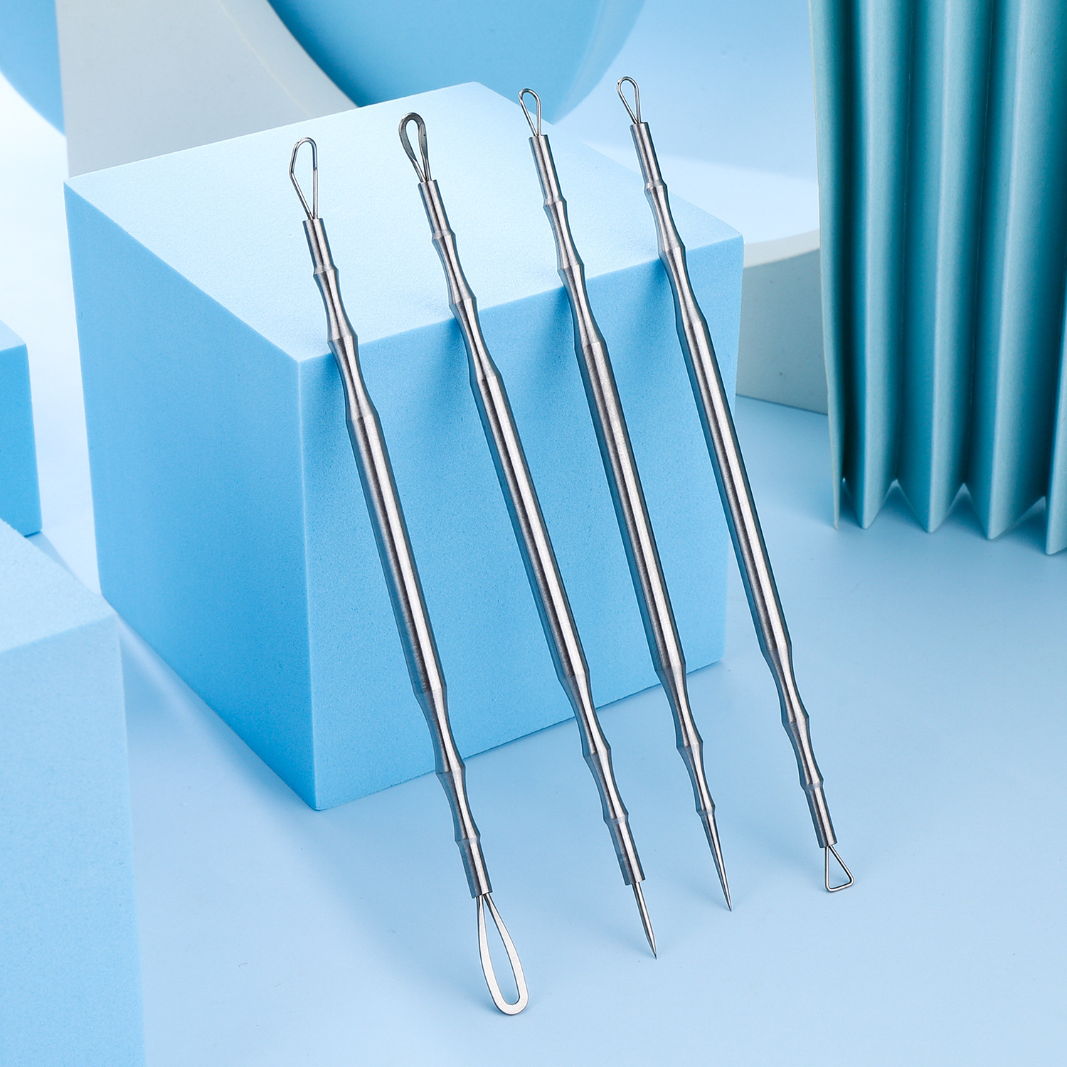 Stainless steel acne needle set to remove acne