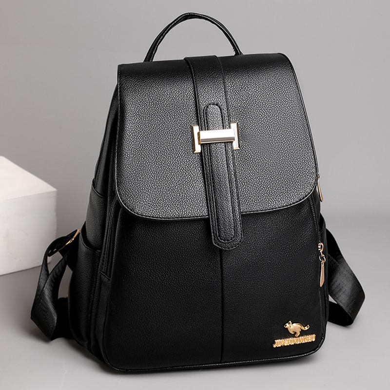 Transfronterizo al por mayor 2023 nueva mochila de PU para mujer coreana, mochila de viaje al aire libre simple y versátil, mochila escolar antirrobo