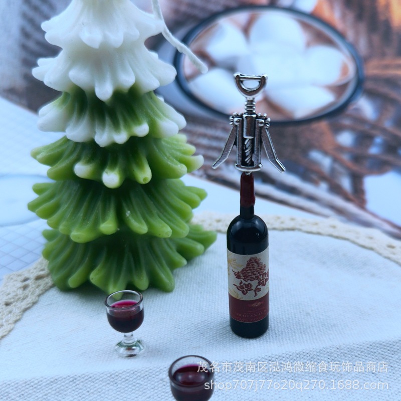 Pequeño paño bebé casa accesorios DIY mini miniatura comida y juego modelo simulación botella de vino abridor aleación artículos pequeños adornos