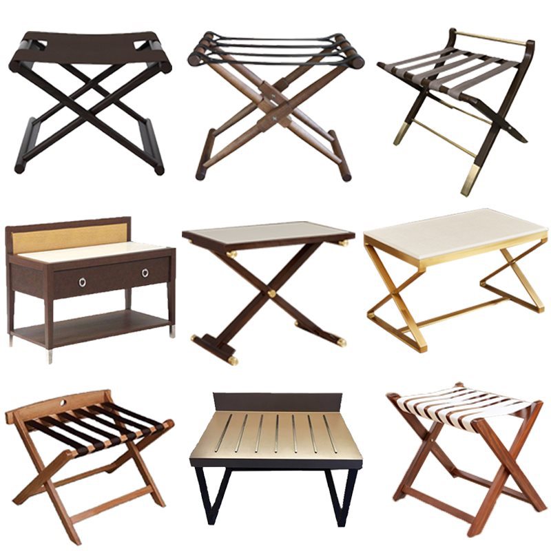Hotel Furniture Solid Wood Luggage Rack Foldable Guest Room Bedroom Storage Rack Hotel Room Project