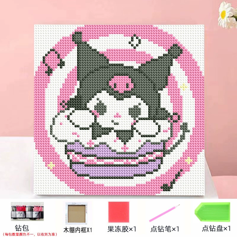 Набор алмазной мозаики DIY Kuromi и мультфильмы 20×20 см, рамка-наклейка, детское творчество