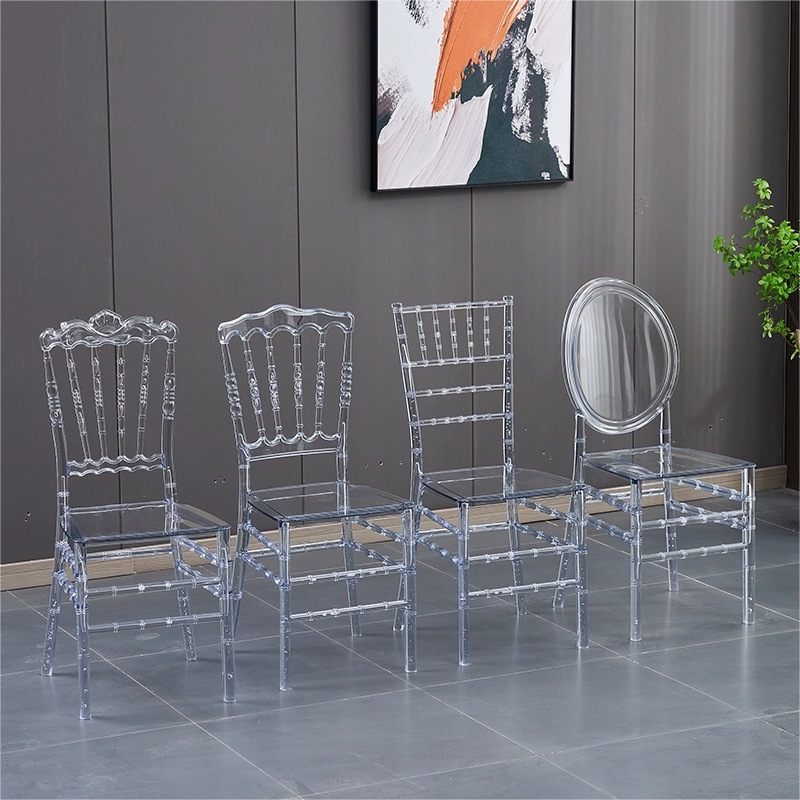 Dining Chair Acrylic Transparent Plastic Chair Hotel Banquet Hall Wedding Hall Outdoor Event Napoleon Crystal Chair Without