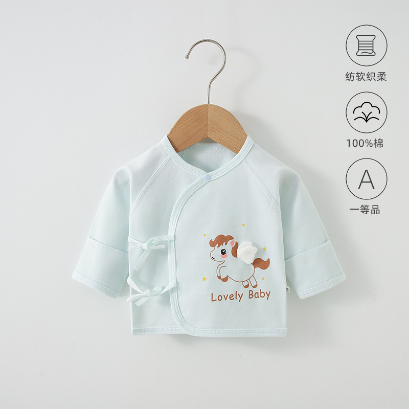 Newborn Half-Back Romper Year of the Horse Pure Cotton Class a Baby Monk-Style Clothing 0-3 Months Unisex Baby Top Pajamas