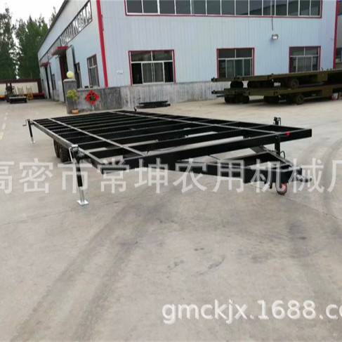 5吨木屋底盘拖车中置车桥木屋拖车 自带升降支腿木屋房车拖挂车