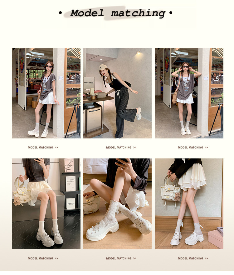 Dép lê bít mũi độn cao da thật 7cm cho nữ, phong cách sandal lỗ xốp mùa hè, đính ngọc trai đinh tán — Màu trắng, Màu xám chi tiết 6