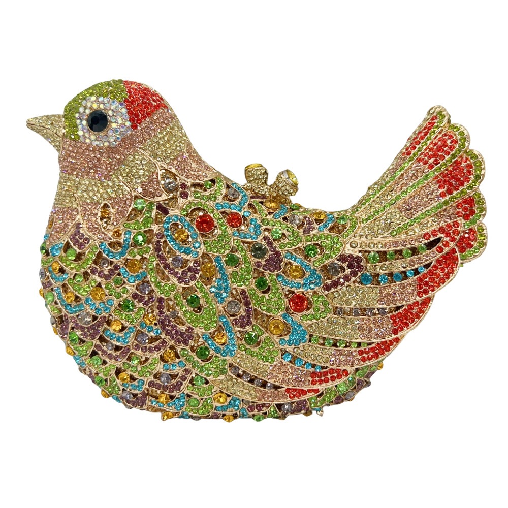 Clutch y platos bolsas de cena de diamantes huecos hechas a mano con diamantes para la fiesta de la mano con bolsas de mujer ornamentos de pájaros duros