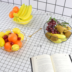 金屬水果籃鐵藝零食乾果盤瀝水收納置物籃幾何現代風廳客用收納筐