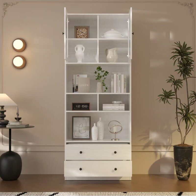 Bookshelf and Cabinet, Corner Gaming Desk Writing Study Table with Storage and Hanging Board, for Home Office