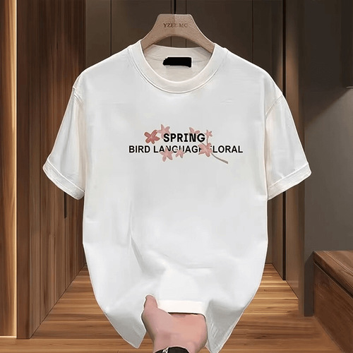 Heavyweight Pure Cotton Short-Sleeve T-Shirt Casual Trendy Men's and Women's Summer Insta-Bridle Round Neck Top Trendy and Versatile Men's Half-Sleeve Top