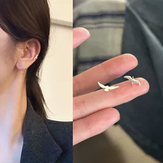 小红书同款s925银 清冷感耳饰不规则海鸥耳钉个性精致耳环小众款