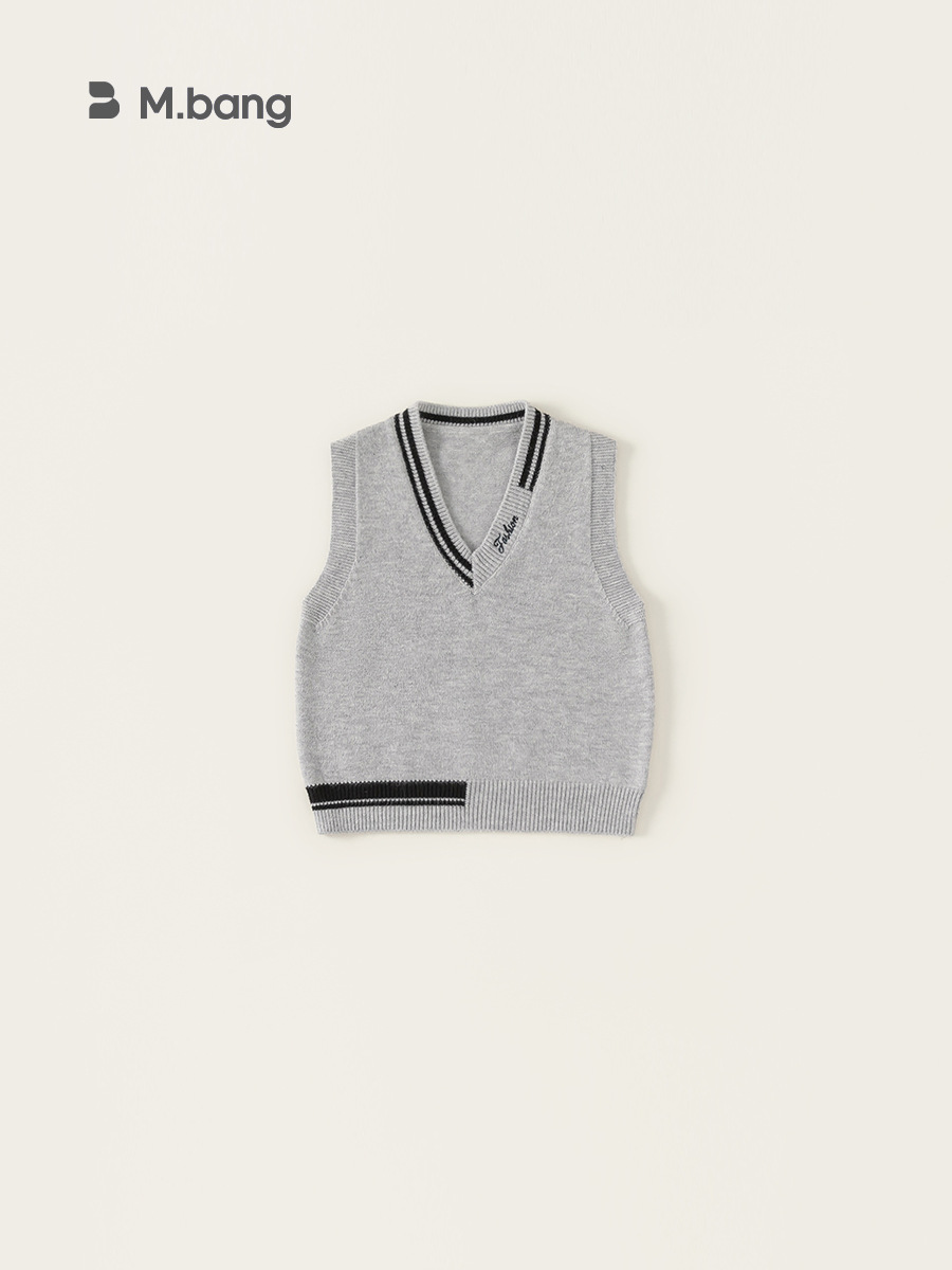 Youbao ropa para niños suéter para niños chaleco de invierno nuevo chaleco para niños pequeños y medianos estilo de otoño e invierno chaleco de punto con cuello en V todo fósforo
