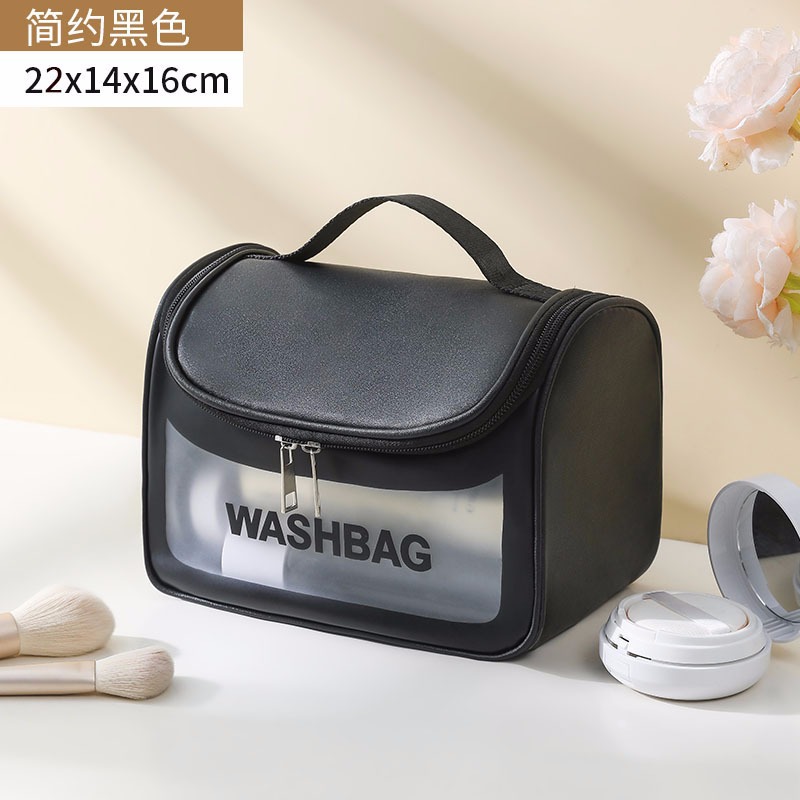 Bolsa de cosméticos transparente transfronteriza bolsa de almacenamiento impermeable de alta capacidad bolsa de lavado de maquillaje portátil PU