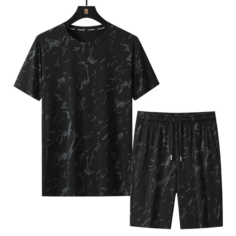 Cross-border M - 8XL traje casual grande hombre gordo traje de manga corta hombre de verano delgado pantalones cortos transpirables