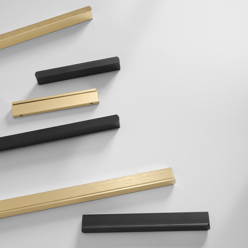 廠家直供現代簡約金色鋁合金長拉手圓頭黑色金色T型拉手櫃門把手