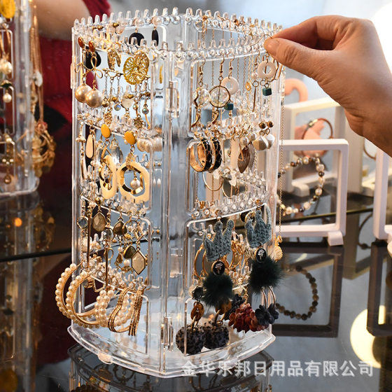 Rotating Jewelry Display Rack Ear Clip Ear Studs Earrings Storage Rack Portable Jewelry Storage Box Home Hanging Necklace Rack
