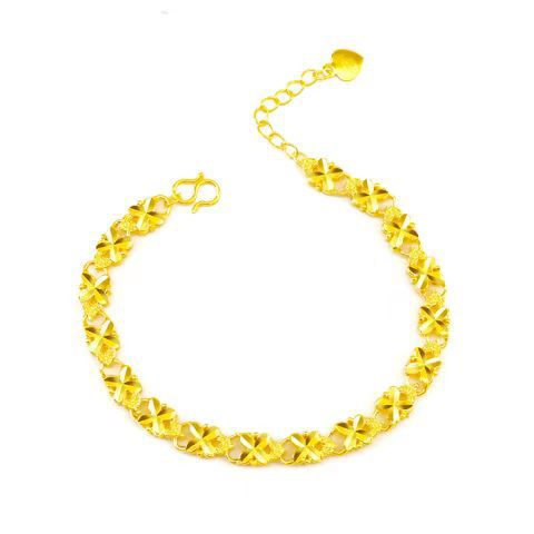 Gold-plated Sandalwood Four-Leaf Clover Women's Bracelet, New Style, Fashionable and Simple Accessory, Live Streaming E-commerce Supply Wholesale