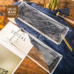 European-style creative sushi glass tray transparent crystal square plate household dessert cake plate hotel decoration wholesale