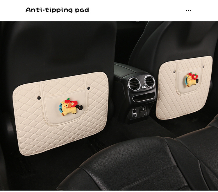 Car Anti-Kick Pad, Children's Seat Back Anti-Kick Pad, New Year of the Horse Quilted Embroidered Leather Anti-Kick Pad, Rear Seat Back Protection Pad