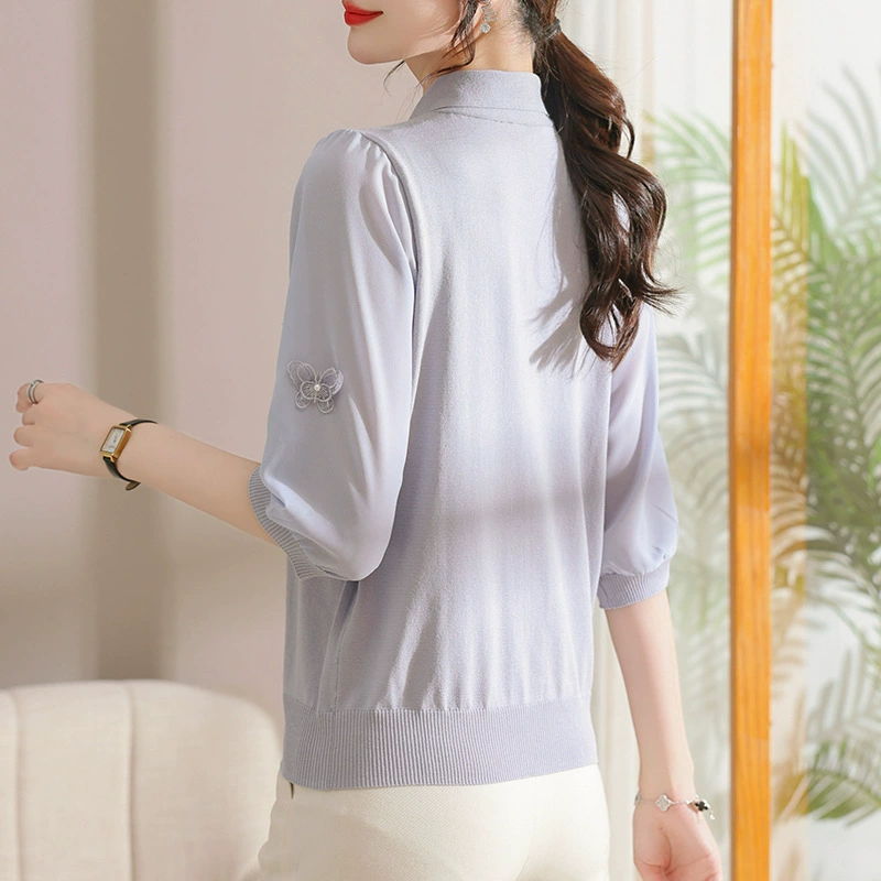 Autumn knitted thin base sweater, scarf, with sleeve
