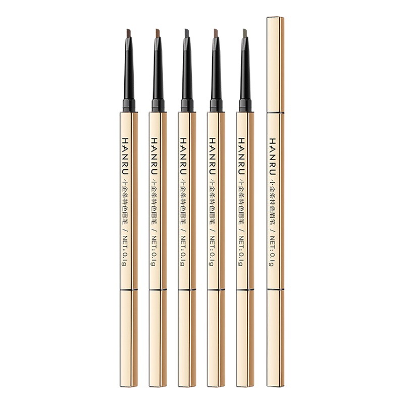 Pequeña tira de oro de doble cabeza lápiz de cejas ultrafino cabeza ultrafino sudor impermeable de larga duración que no marca no florece la niebla natural cosméticos de cejas