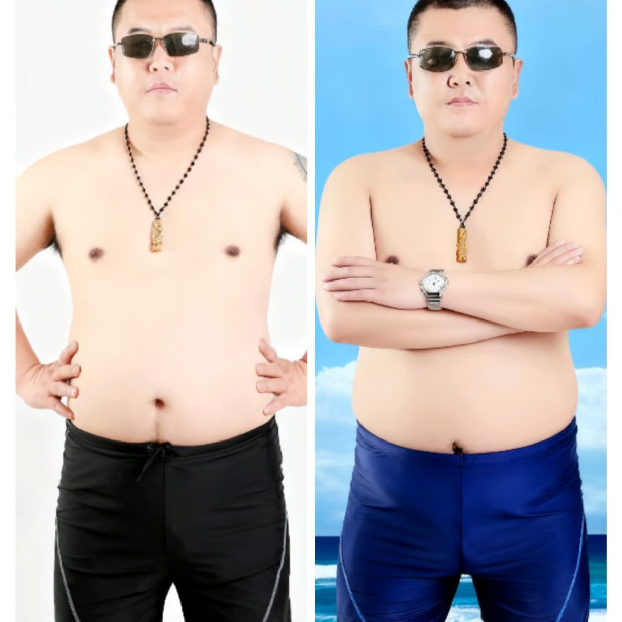 High-End Fabric Plus-Size Men's Swim Trunks for Big and Tall Individuals, Long Style, Outdoor High-Waisted, High-Elastic, Quick-Dry Swim Trunks