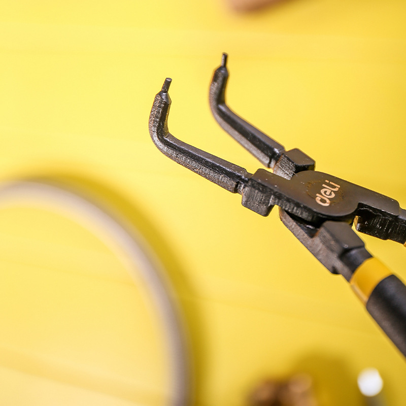 得力工具DL20921卡簧钳 9寸德式挡圈卡簧钳弯直内外多用卡环钳子