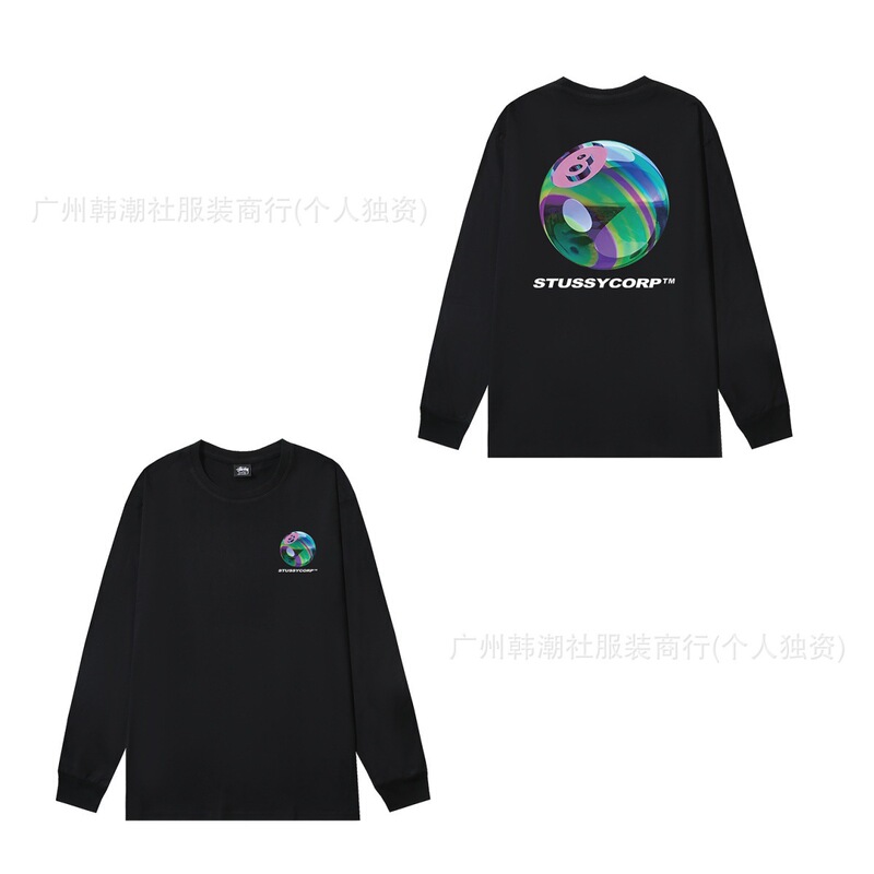 オリジナルラベルクロスボーダー新しいトレンディなブランド stu ツアークラシックレタープリントラウンドネック長袖 Tシャツドロップシッピング|undefined