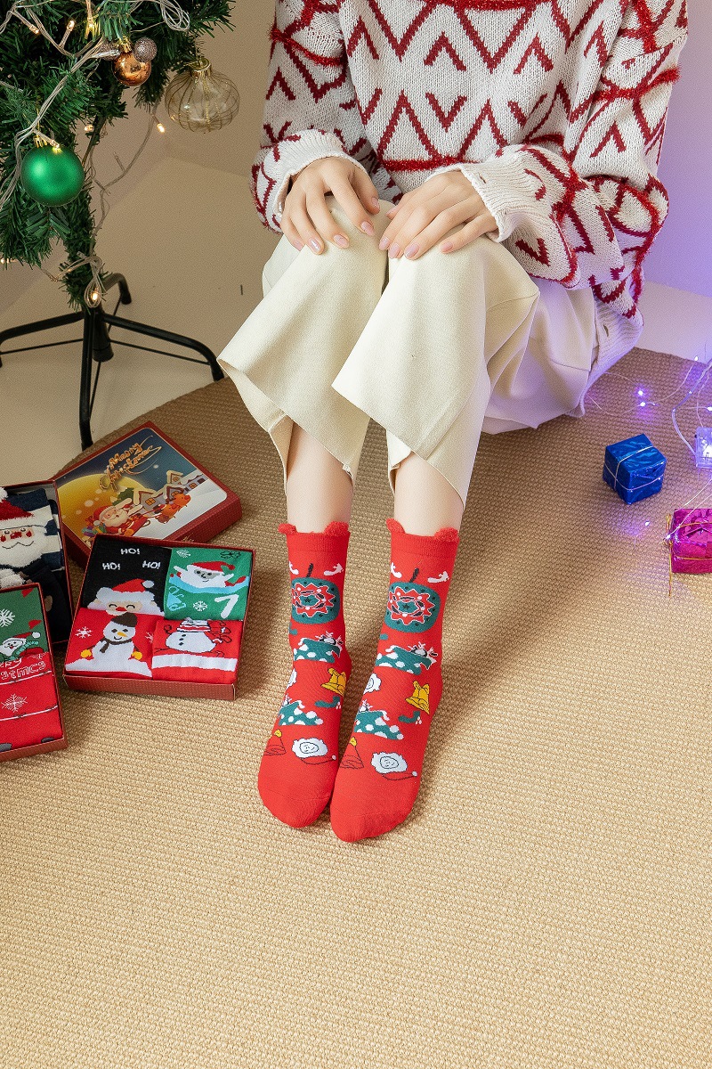 180g Weight Christmas Simple Style Classic Style Women's Color Block Cotton Ankle Socks 1 Set