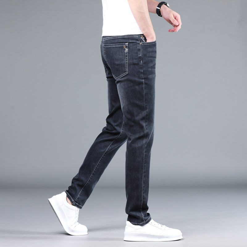 Summer Men's Jeans Slim-Fit Elastic Small Straight Thin Comfortable Soft Mid-Waist Denim Men's Pants
